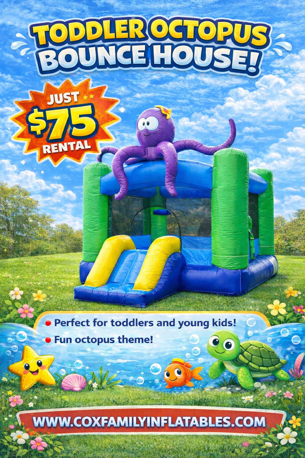 Toddler octopus bounce house rental